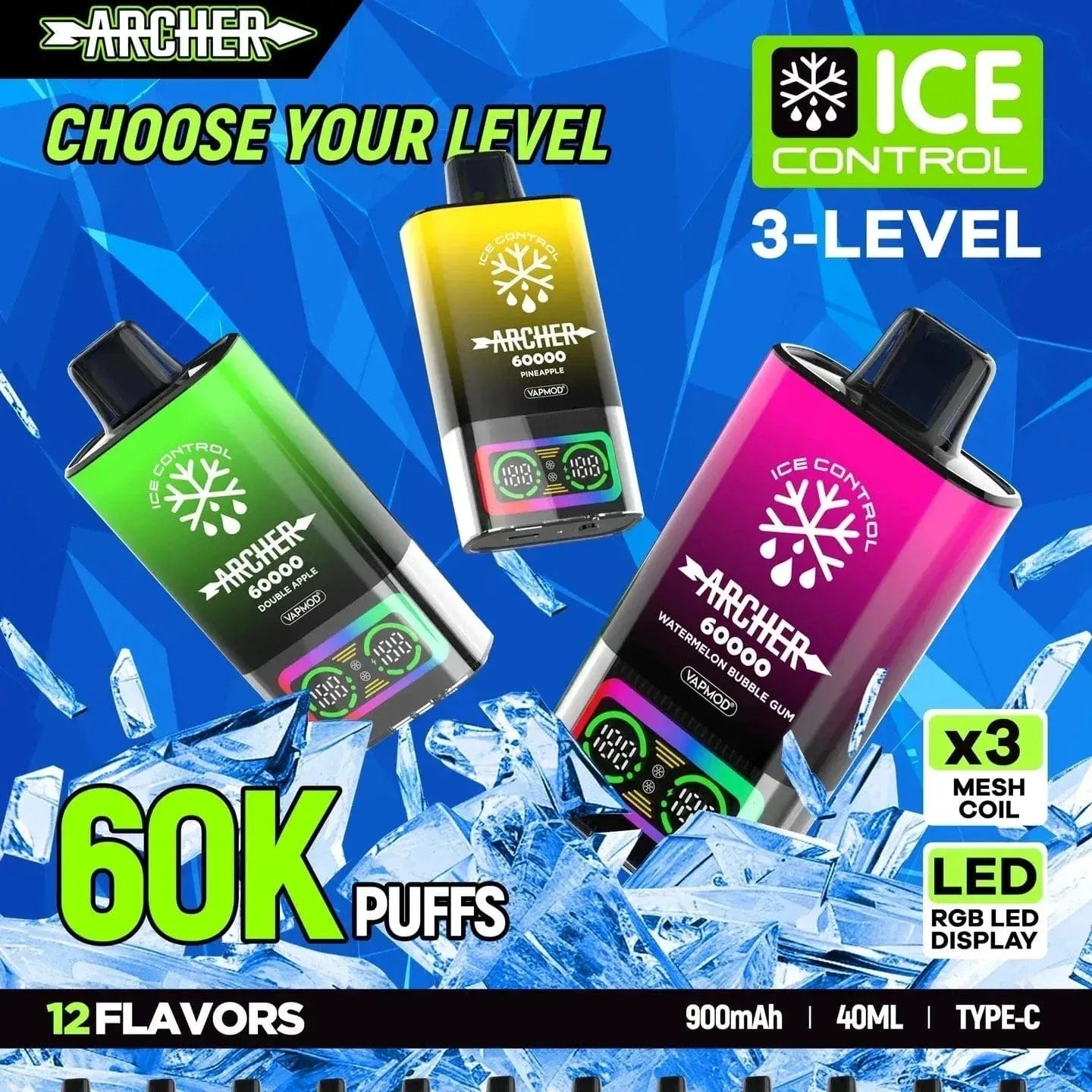 Archer Disposable Vape Archer 60K Ice Control Disposable Vape (5%, 60000 Puffs)