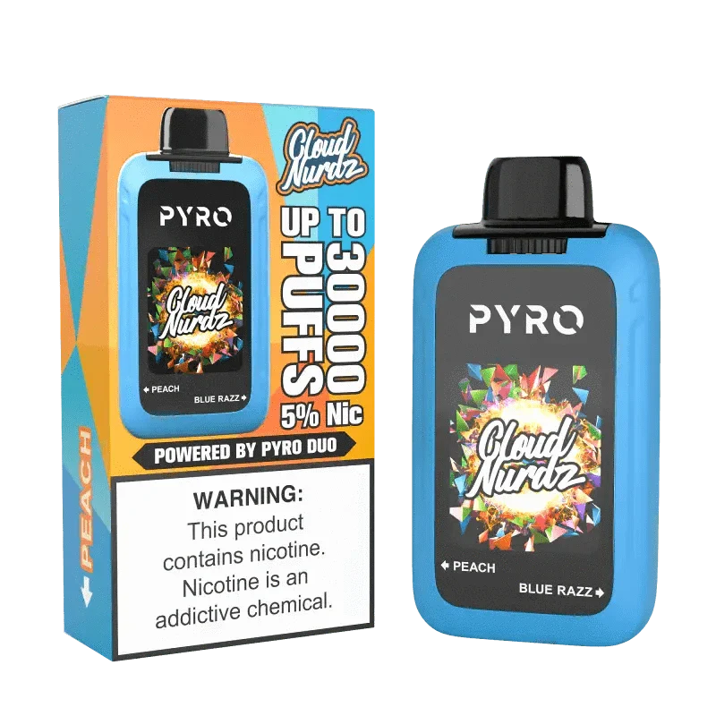Daddy's Vapor Disposable Vape Peach & Blue Razz PYRO Duo x Cloud Nurdz 30K Disposable (5%, 30000 Puffs)