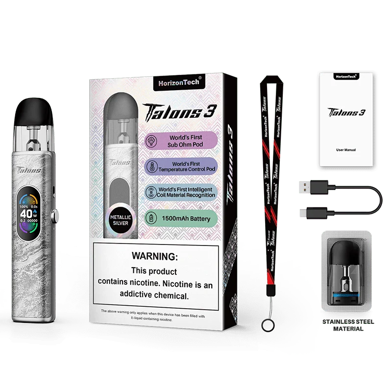 Horizon Pod System Metallic Silver Horizon Talons 3 40W Pod Kit