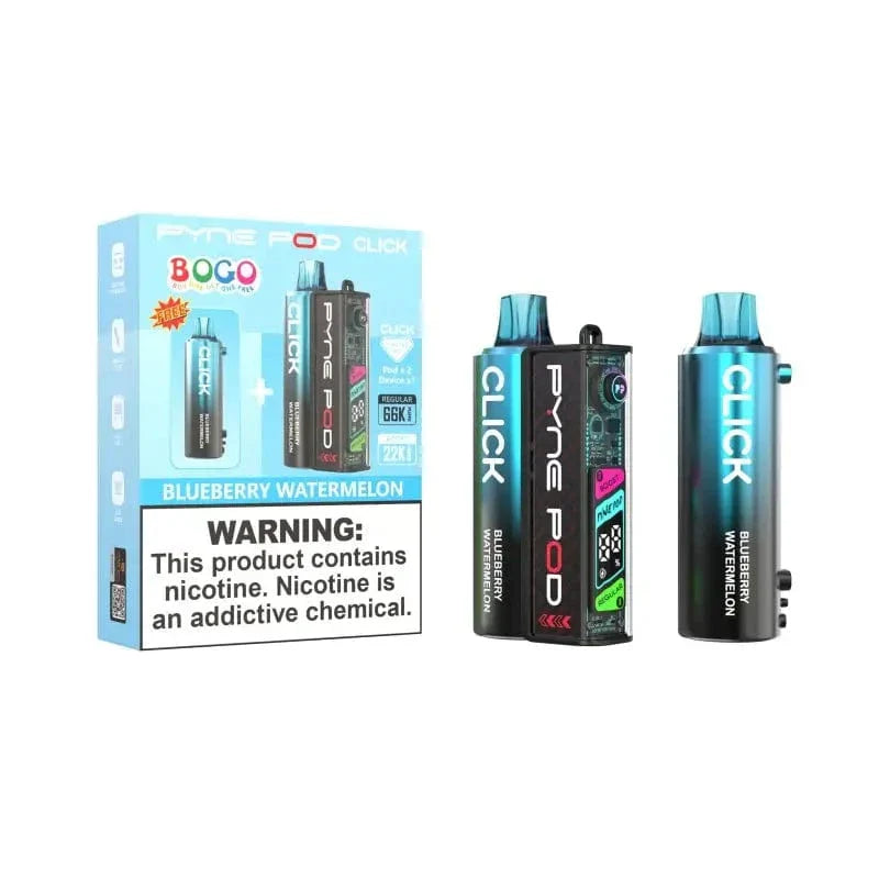 Pyne Pod Disposable Vape Blueberry Watermelon Pyne Pod Click 66K BOGO Disposable Kit ((5%, 66000 Puffs)