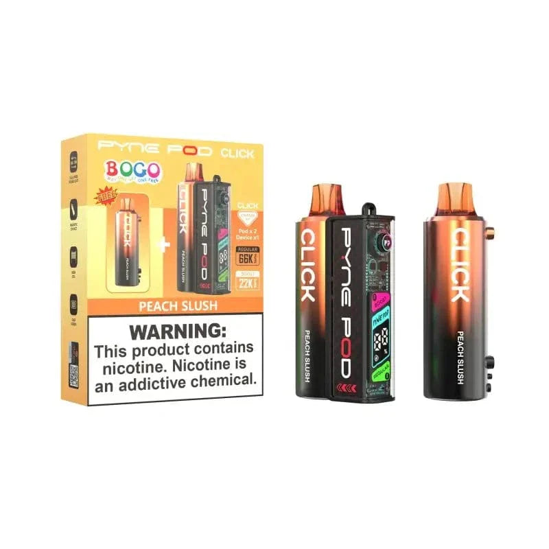 Pyne Pod Disposable Vape Peach Slush Pyne Pod Click 66K BOGO Disposable Kit ((5%, 66000 Puffs)