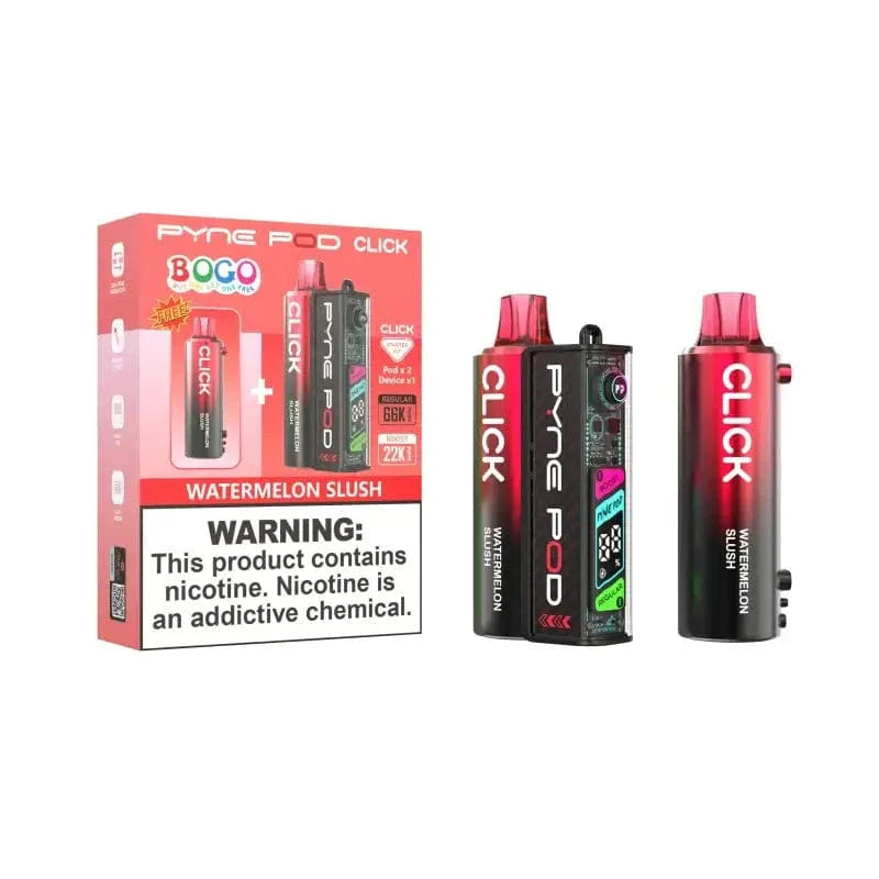 Pyne Pod Disposable Vape Watermelon Slush Pyne Pod Click 66K BOGO Disposable Kit ((5%, 66000 Puffs)