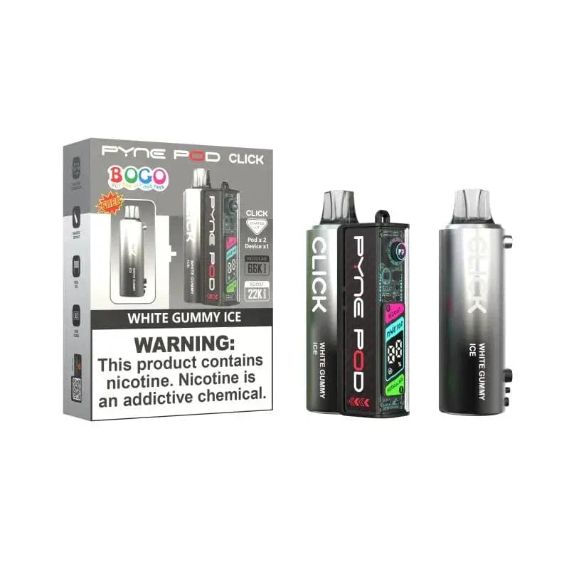 Pyne Pod Disposable Vape White Gummy Ice Pyne Pod Click 66K BOGO Disposable Kit ((5%, 66000 Puffs)